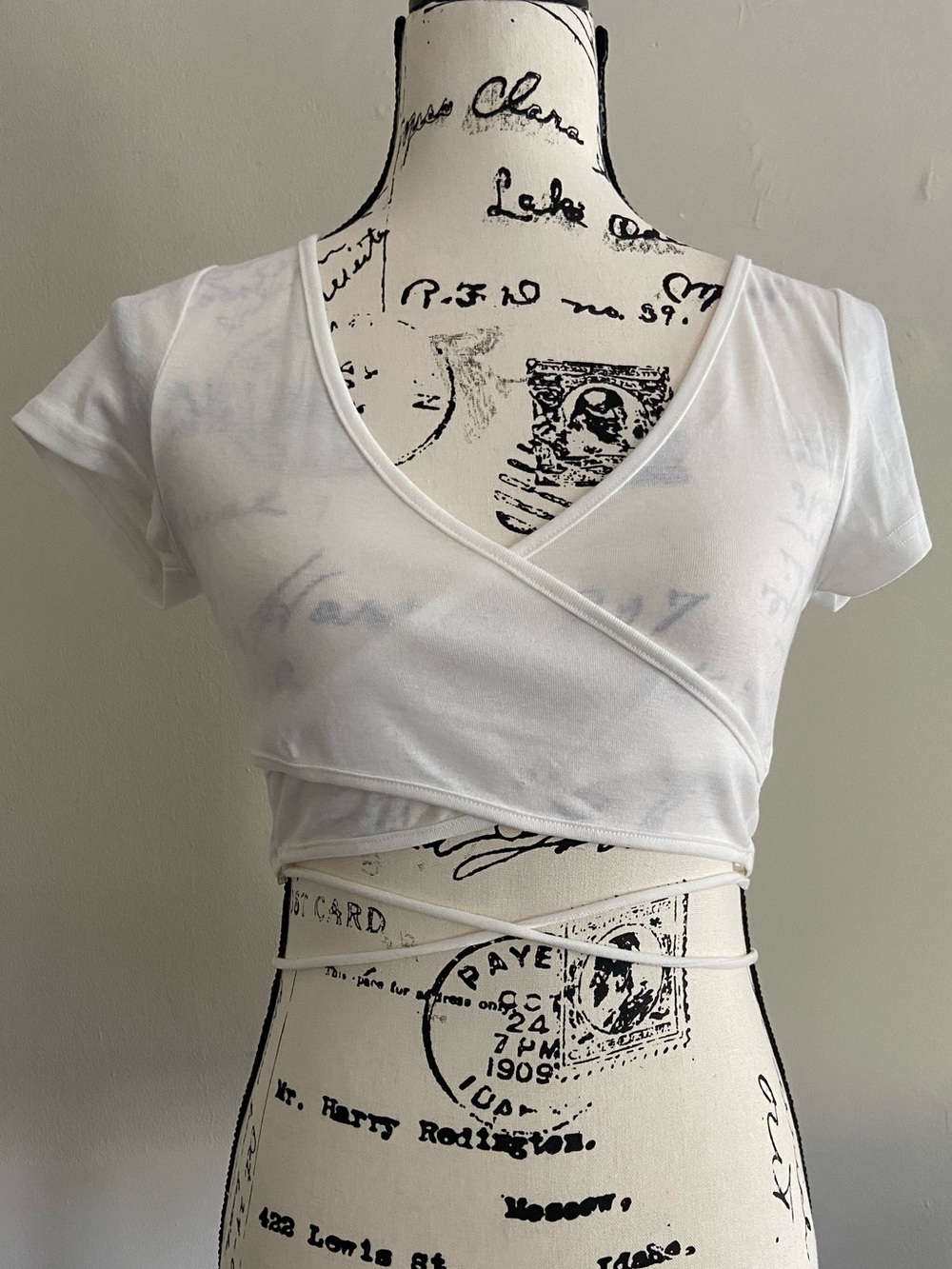 Lace Up Waist White Crop Top
